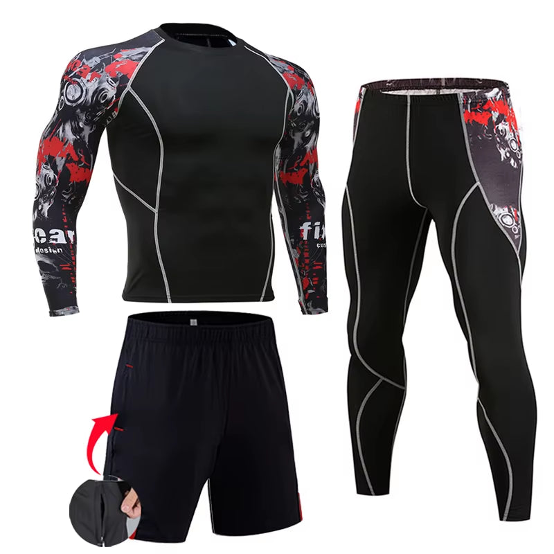 Men'S Compression Sportswear Suits Gym Tights Training Clothes Workout Jogging Sports Set Running Rashguard Tracksuit for Men
