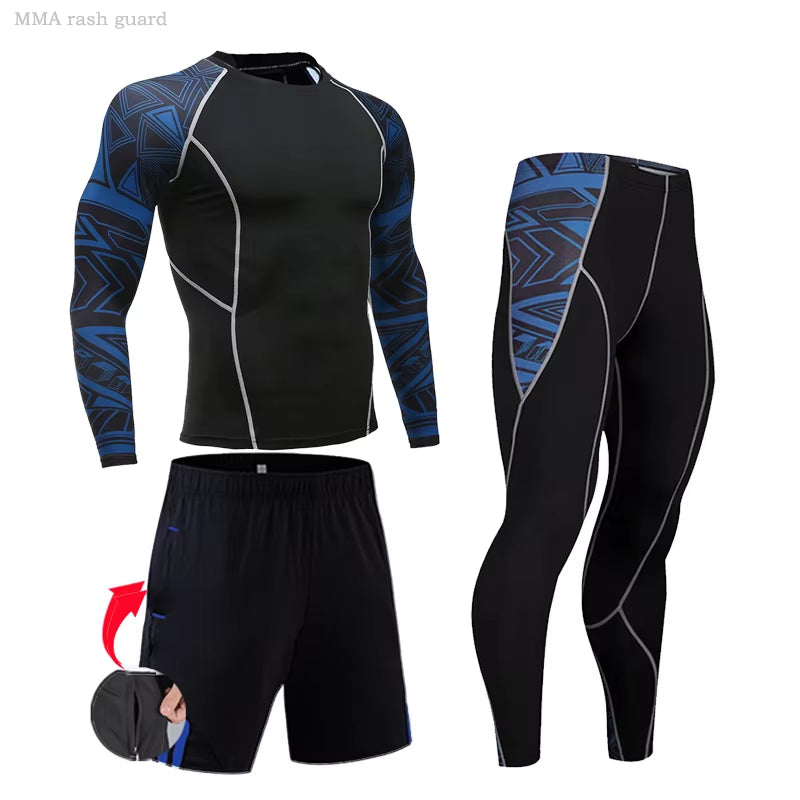 Men'S Compression Sportswear Suits Gym Tights Training Clothes Workout Jogging Sports Set Running Rashguard Tracksuit for Men