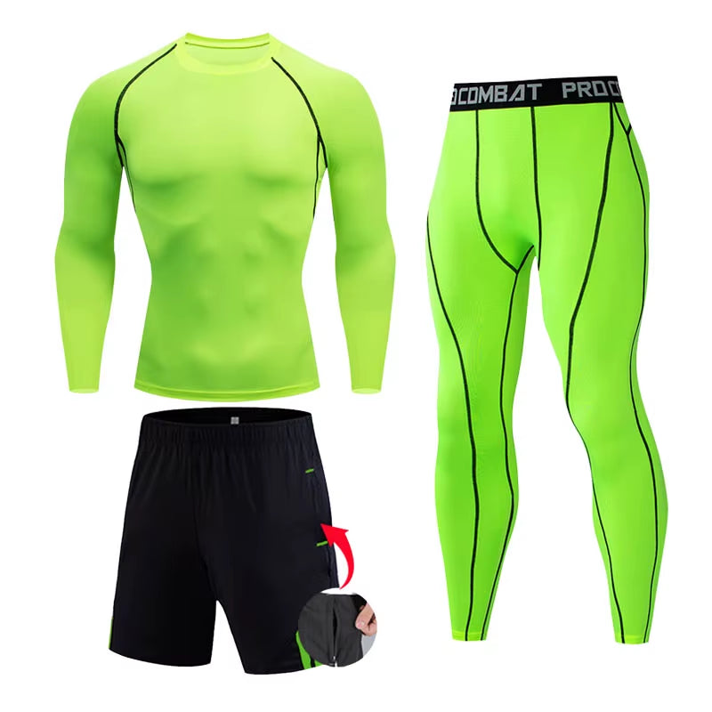 Men'S Compression Sportswear Suits Gym Tights Training Clothes Workout Jogging Sports Set Running Rashguard Tracksuit for Men