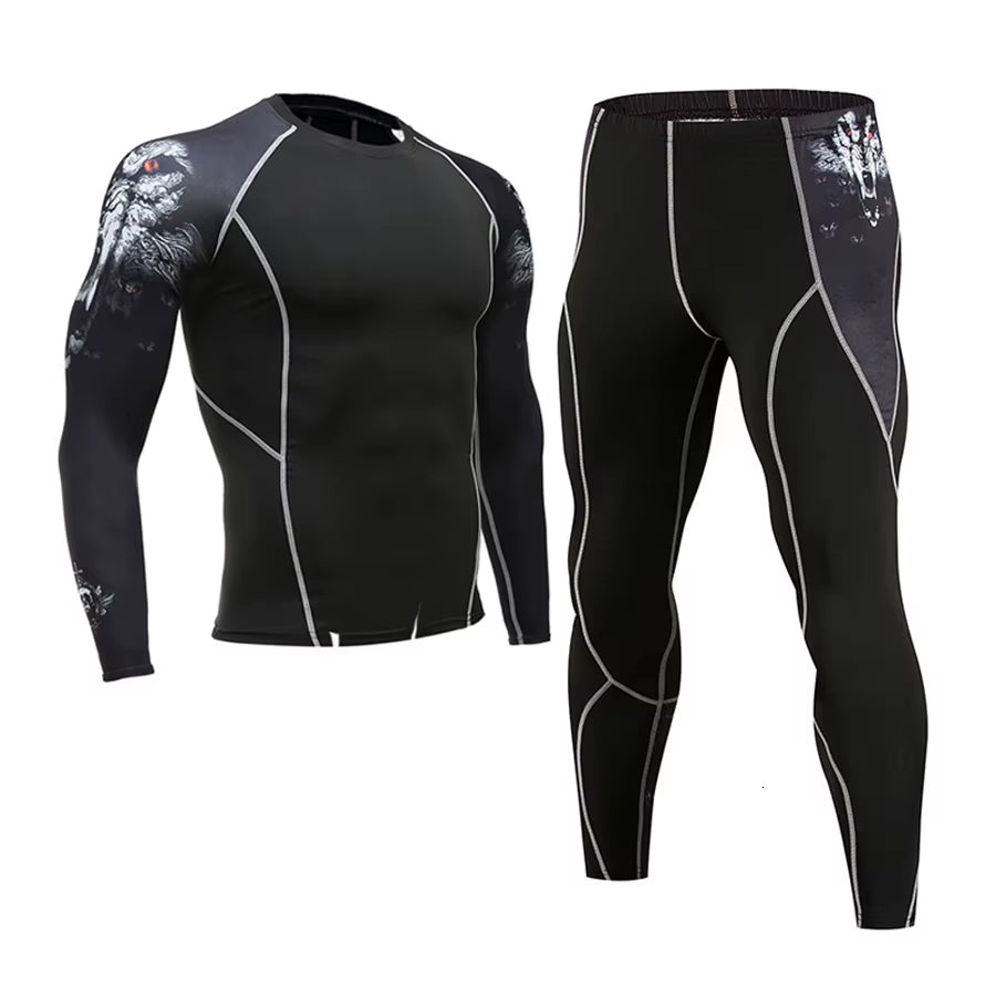 Men'S Compression Sportswear Suits Gym Tights Training Clothes Workout Jogging Sports Set Running Rashguard Tracksuit for Men