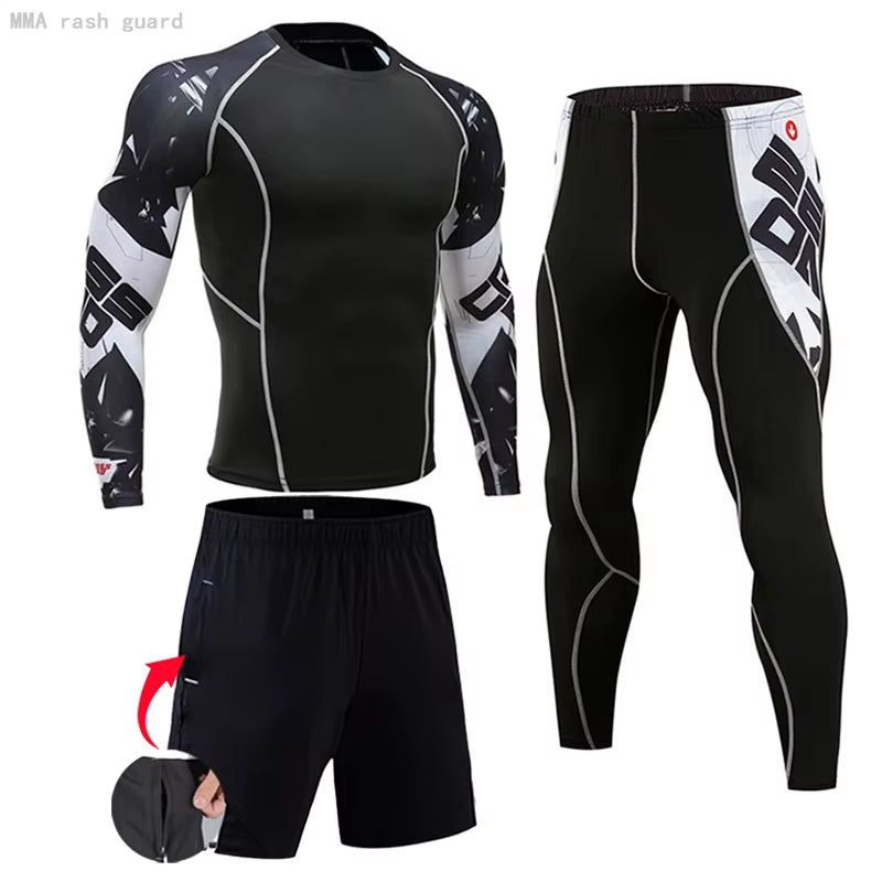Men'S Compression Sportswear Suits Gym Tights Training Clothes Workout Jogging Sports Set Running Rashguard Tracksuit for Men