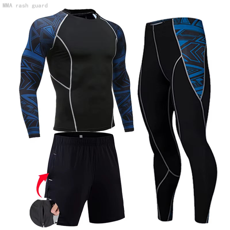 Men'S Compression Sportswear Suits Gym Tights Training Clothes Workout Jogging Sports Set Running Rashguard Tracksuit for Men
